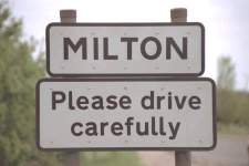 The sign as you enter Milton from the south