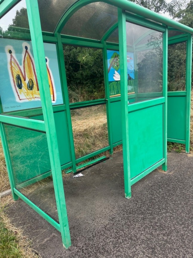 Picture of damaged bus shelter